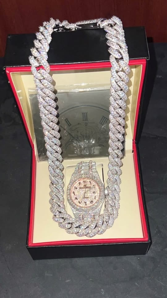 COMBO SPECIAL⭐️ AUDEMARS PIGUET & 22ls CUBAN LINK CHAIN 2TONE SET 💎