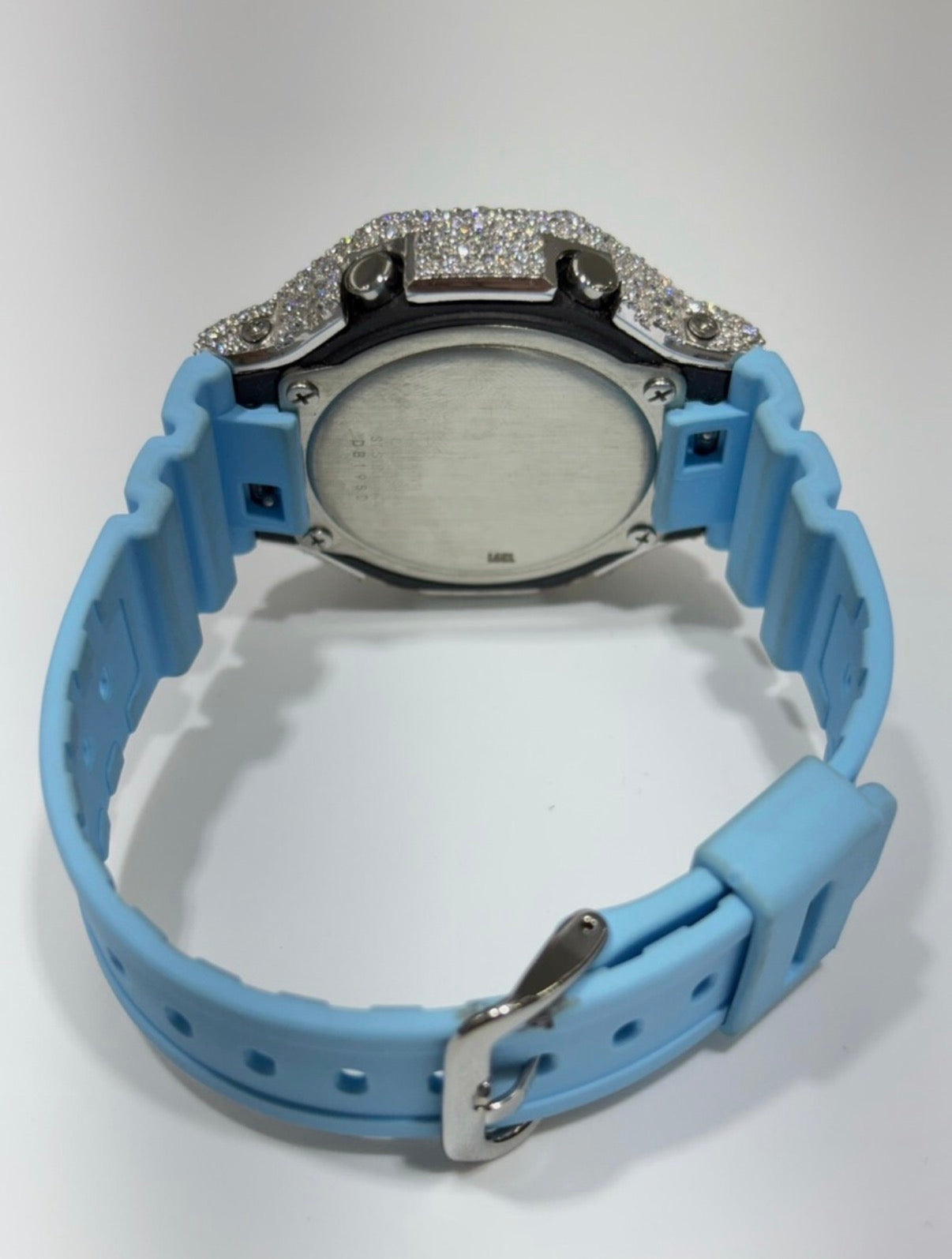 High quality iced out moissanite baby blue g-shock💎